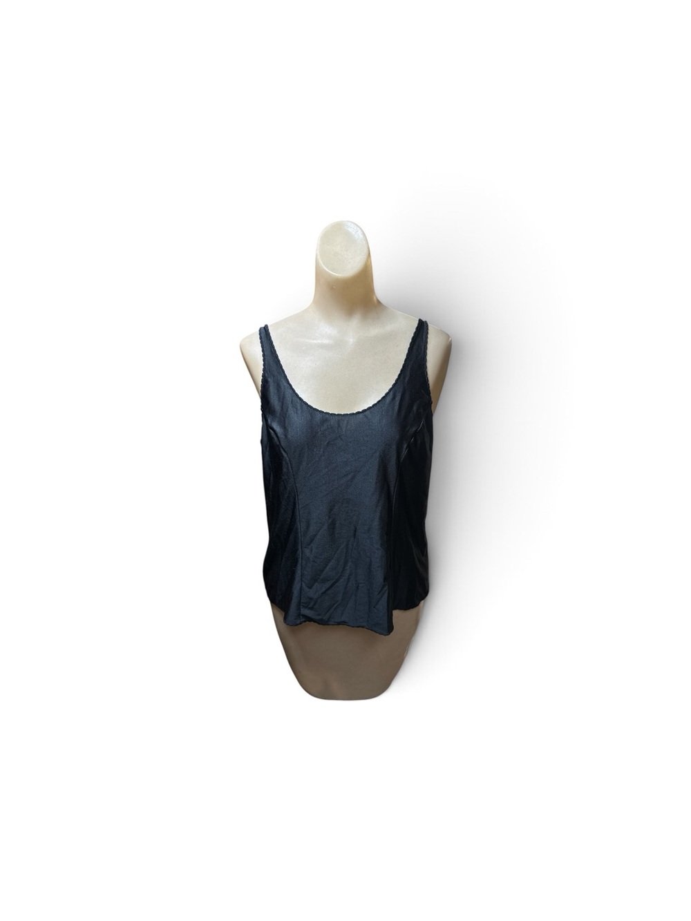 Vintage Bali Black Nylon Spandex Chemise Lingerie Camisole Top Large